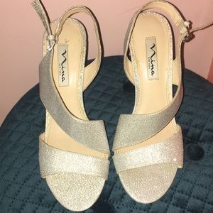 silver sparkly heels
